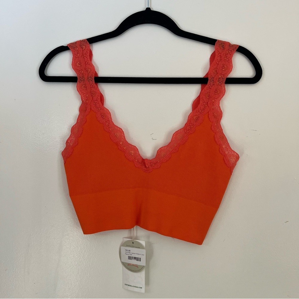 🎁 2 for $20 C’EST MOI nwt crop w/ lace size S/M